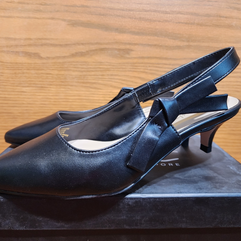 Nanette Lepore Black Bow Slingback Heels